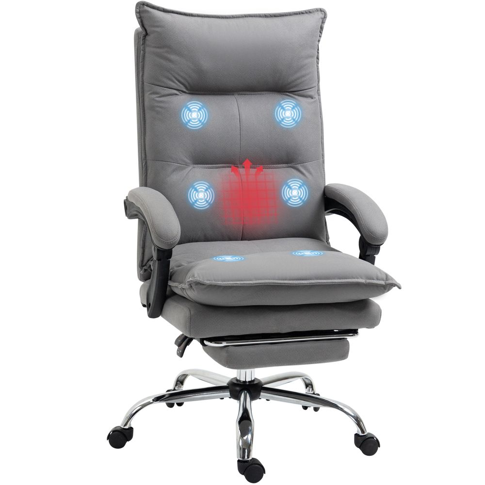 Vinsetto Microfibre Vibration Massage Office Chair with Heat, Footrest, Grey - Office Chair from Vinsetto