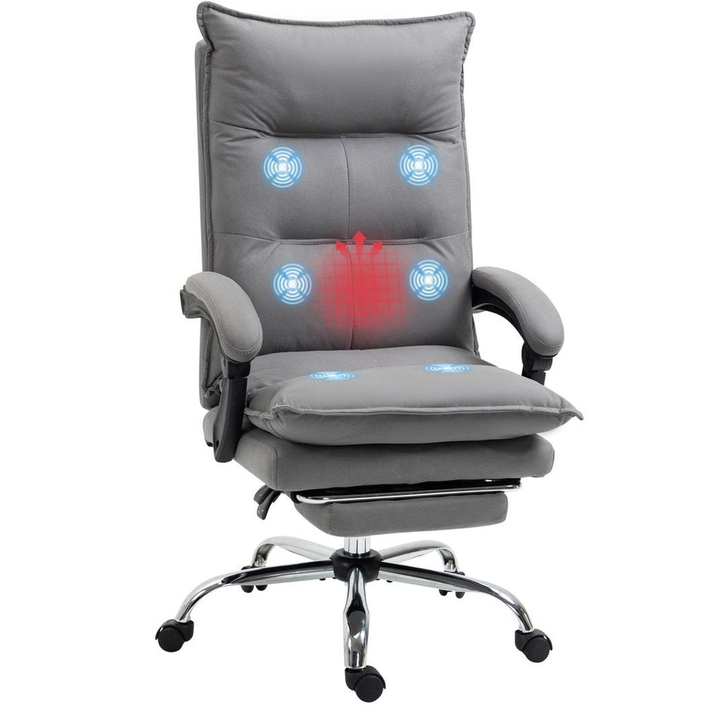 Vinsetto Microfibre Vibration Massage Office Chair with Heat, Footrest, Grey - Office Chair from Vinsetto