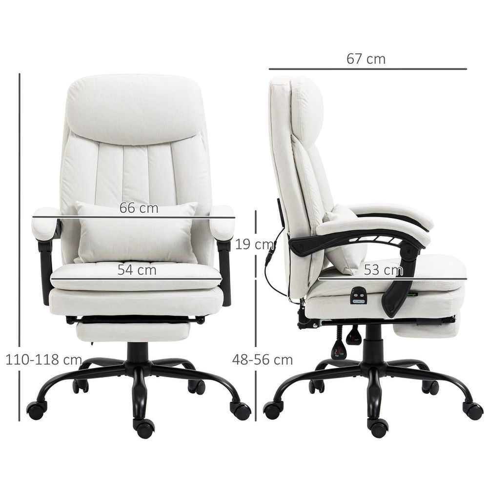 Vinsetto Microfibre Vibration Massage Office Chair with Heat, Pillow, White - Office Chair from Vinsetto
