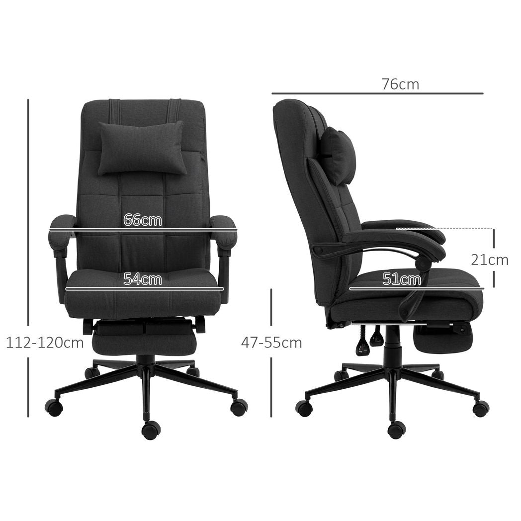 Vinsetto Office Chair with Adjustable Height, Wheels, Footrest, Black - Office Chair from Vinsetto