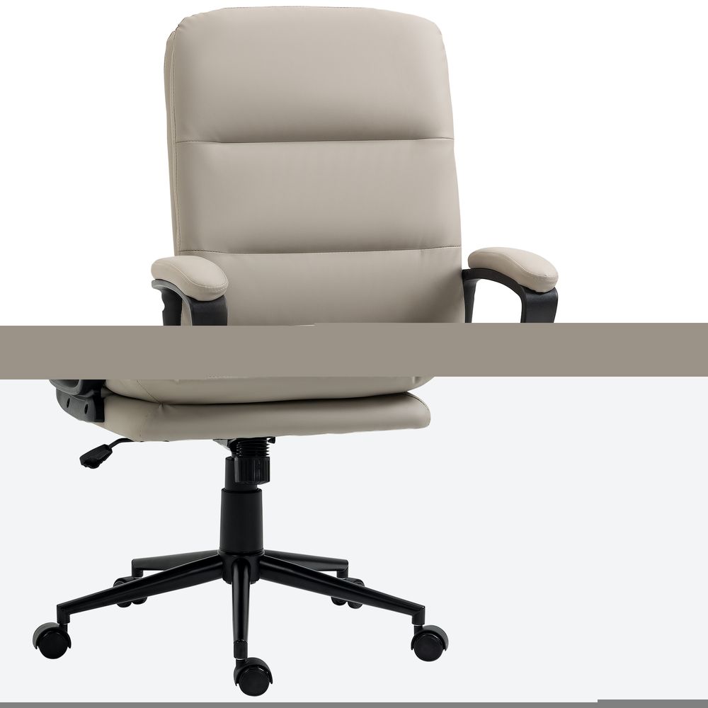 Vinsetto PU Leather Office Chair for Home with Arm, Adjustable Height, Grey - Office Chair from Vinsetto