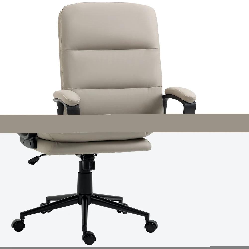 Vinsetto PU Leather Office Chair for Home with Arm, Adjustable Height, Grey by Vinsetto