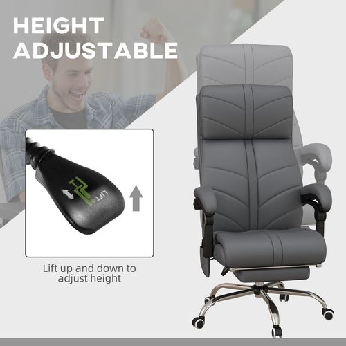 Vinsetto PU Leather Vibration Massage Office Chair with Heat, Footrest, Grey - Office Chair from Vinsetto
