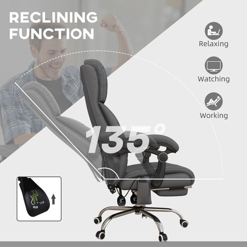Vinsetto PU Leather Vibration Massage Office Chair with Heat, Footrest, Grey - Office Chair from Vinsetto