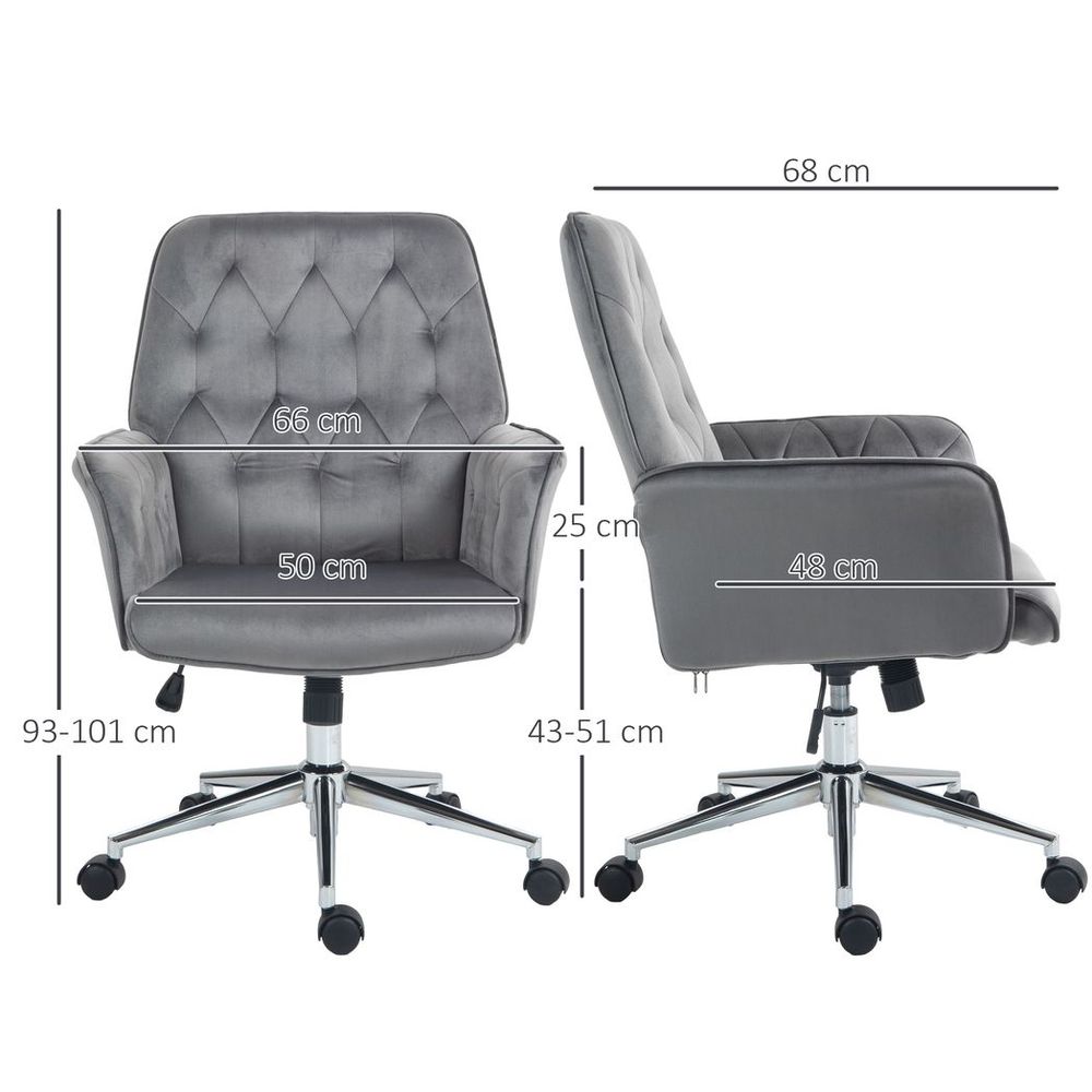 Vinsetto Swivel Computer Chair w/ Arm Modern Style Tufted Home Office Dark Grey - Office Chair from Vinsetto