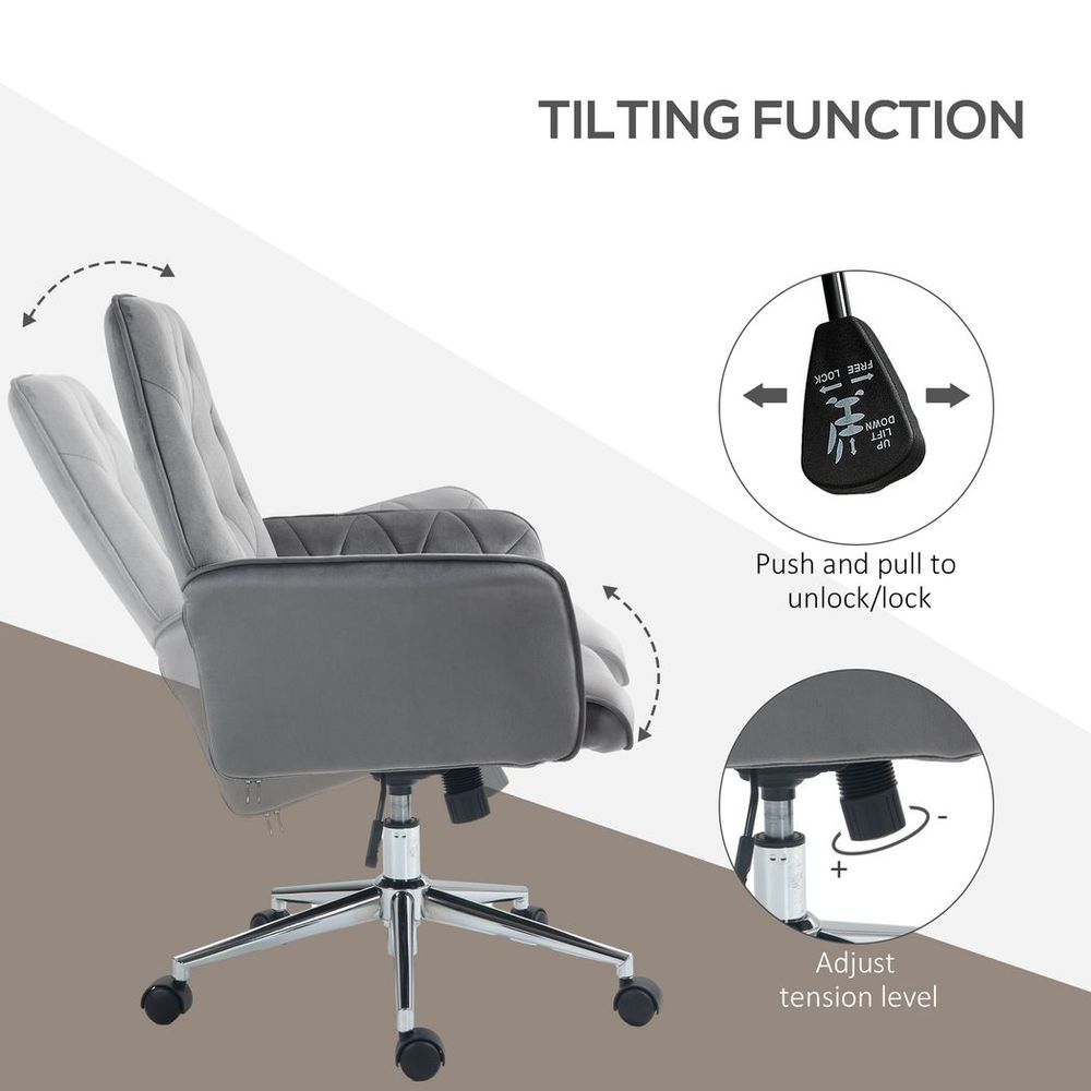 Vinsetto Swivel Computer Chair w/ Arm Modern Style Tufted Home Office Dark Grey - Office Chair from Vinsetto