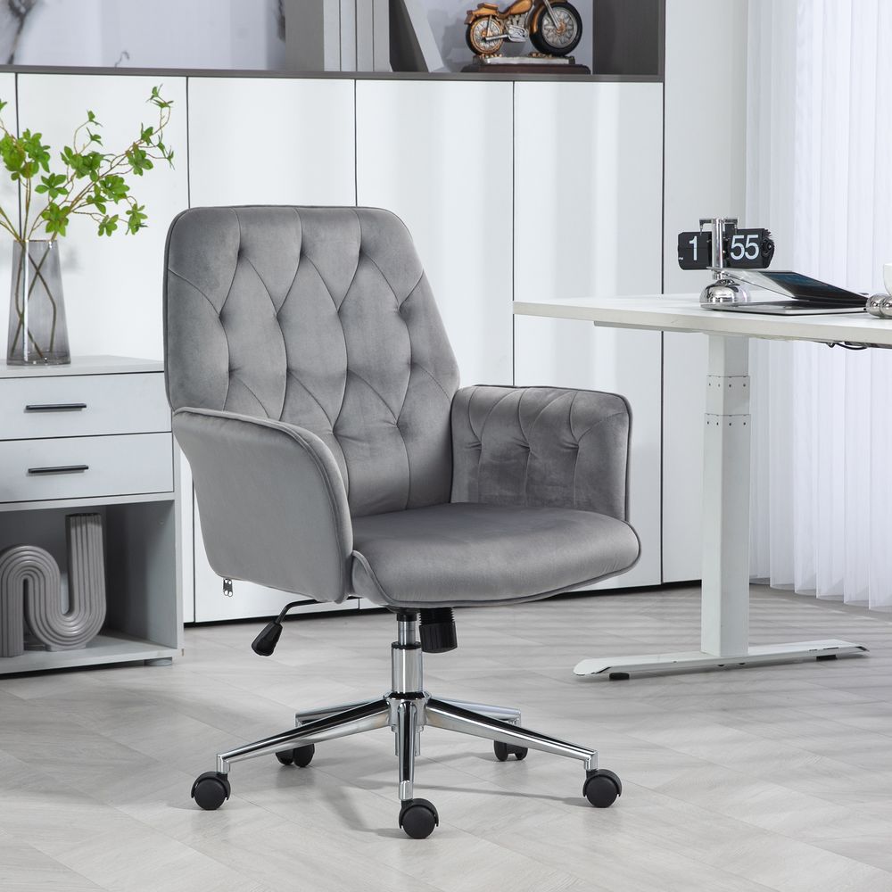 Vinsetto Swivel Computer Chair w/ Arm Modern Style Tufted Home Office Dark Grey - Office Chair from Vinsetto