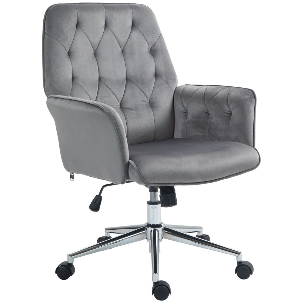 Vinsetto Swivel Computer Chair w/ Arm Modern Style Tufted Home Office Dark Grey - Office Chair from Vinsetto