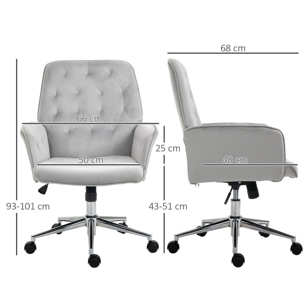 Vinsetto Swivel Computer Chair w/ Arm Modern Style Tufted Home Office Light Grey - Office Chair from Vinsetto