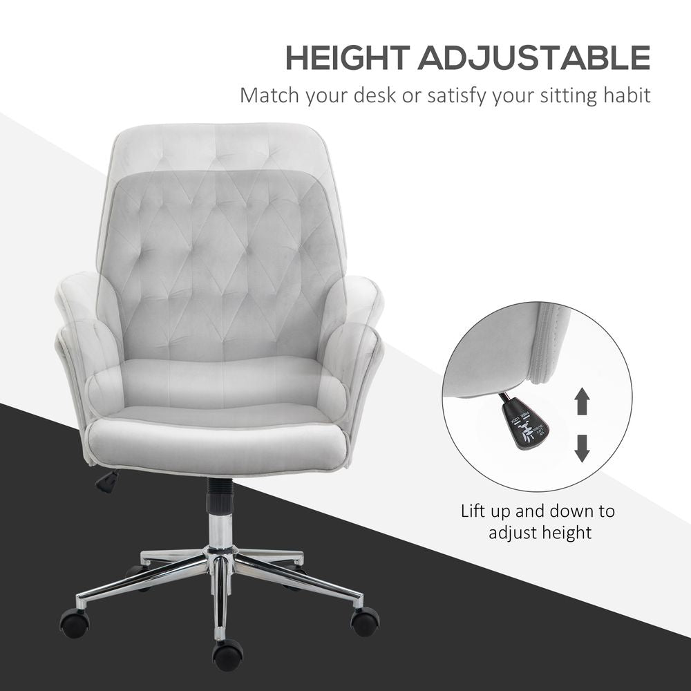 Vinsetto Swivel Computer Chair w/ Arm Modern Style Tufted Home Office Light Grey - Office Chair from Vinsetto