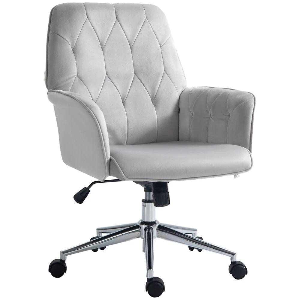 Vinsetto Vinsetto Swivel Computer Chair w/ Arm Modern Style Tufted Home Office Light Grey - Office Chair