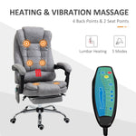 Vintage High Back Heated Massage Office Chair w/ 6 Vibration Points, Grey - Office Chair from Vinsetto