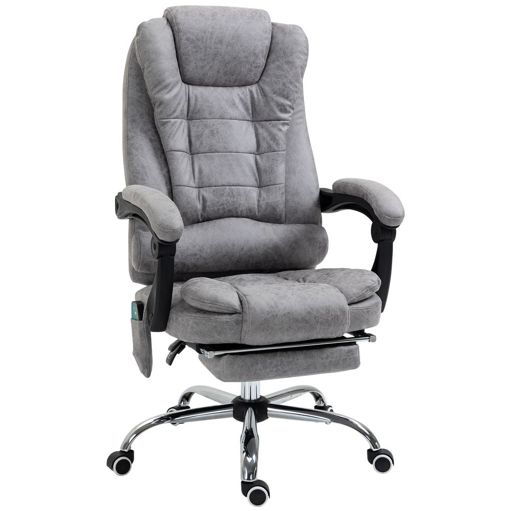 Vintage High Back Heated Massage Office Chair w/ 6 Vibration Points, Grey - Office Chair from Vinsetto