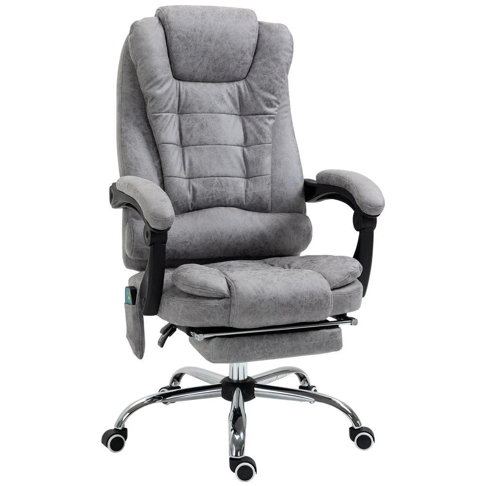 Vinsetto Vintage High Back Heated Massage Office Chair w/ 6 Vibration Points, Grey - Office Chair
