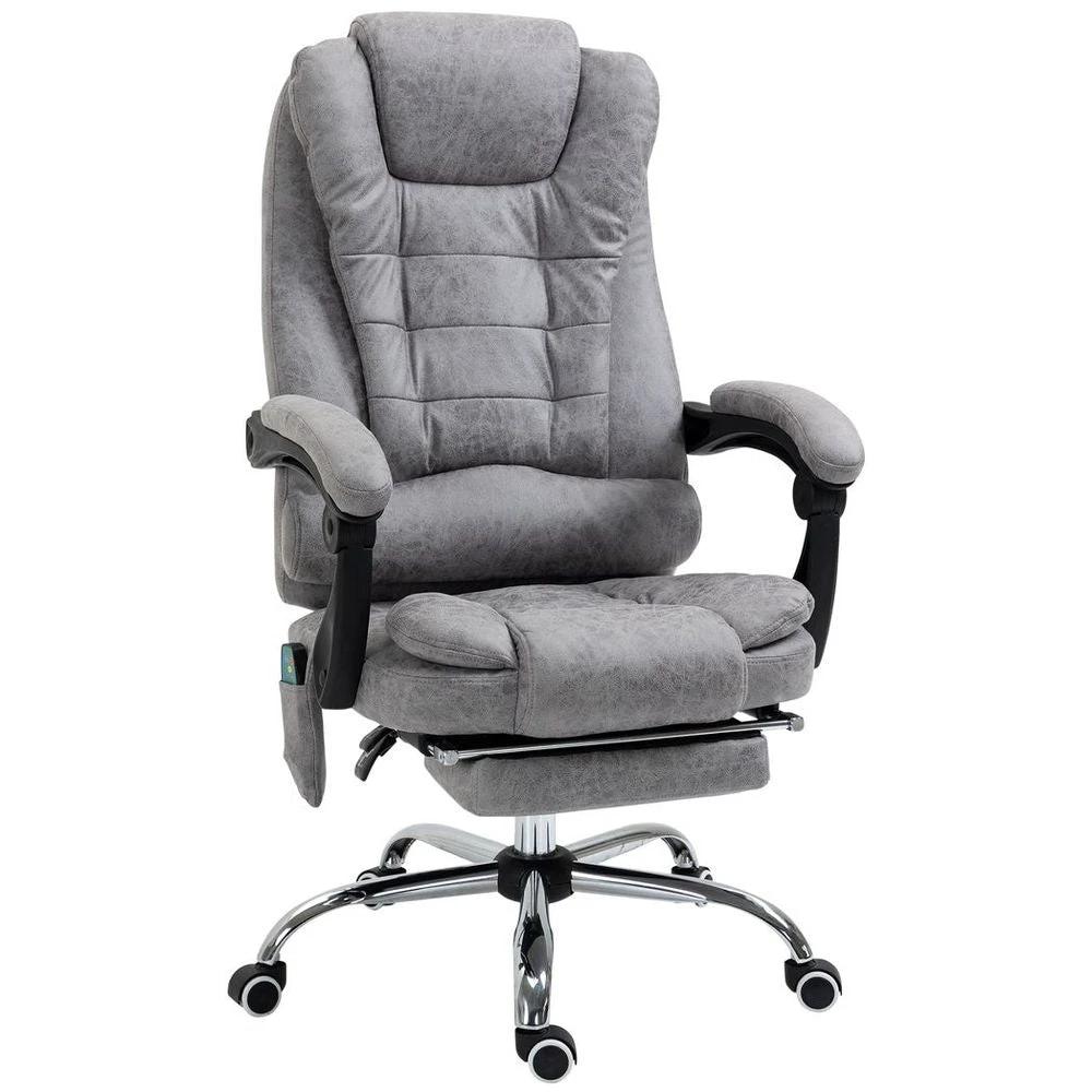 Vinsetto Vintage High Back Heated Massage Office Chair w/ 6 Vibration Points, Grey - Office Chair