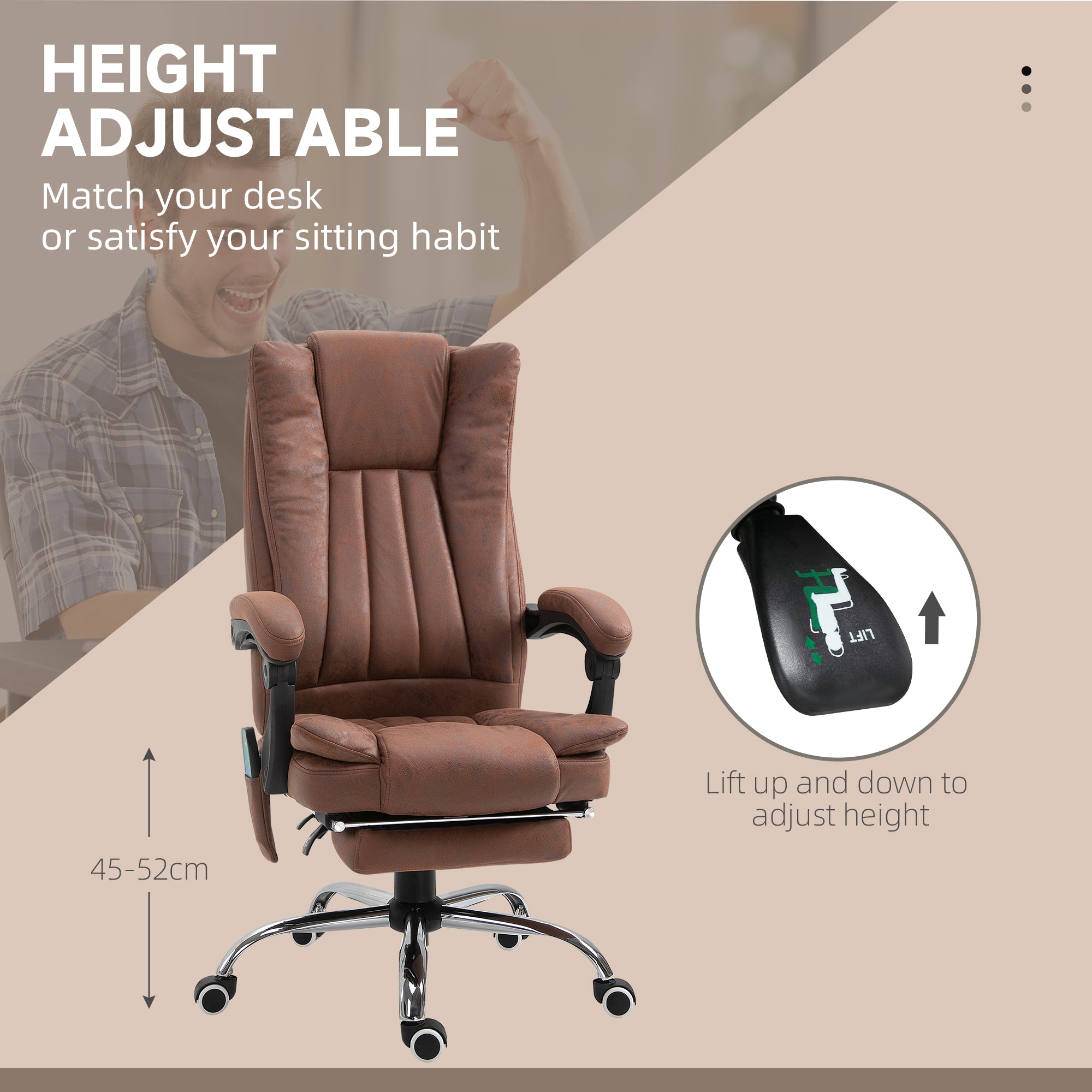 Stylishly designed, the Vinsetto High Back Office Chair with Vibration Massage and Heat offers ultimate comfort and support.