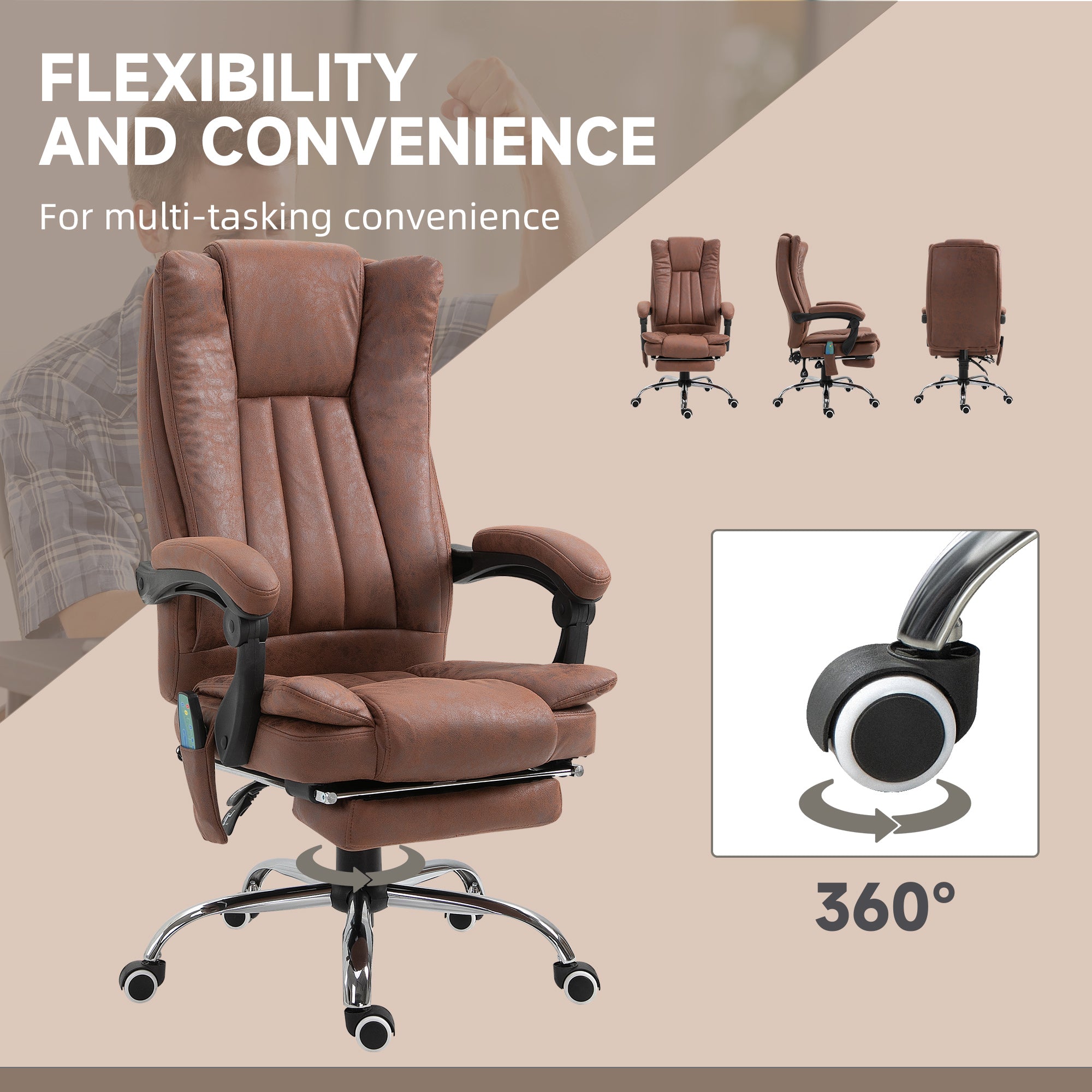 Upgrade your workspace with the Vinsetto High Back Office Chair with Vibration Massage and Heat for ultimate comfort.